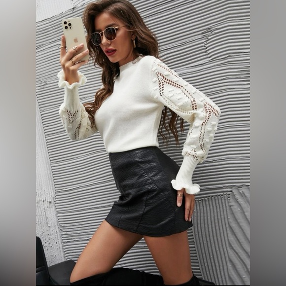 SHEIN Sweaters - Knit Flounce Sleeve Sweater